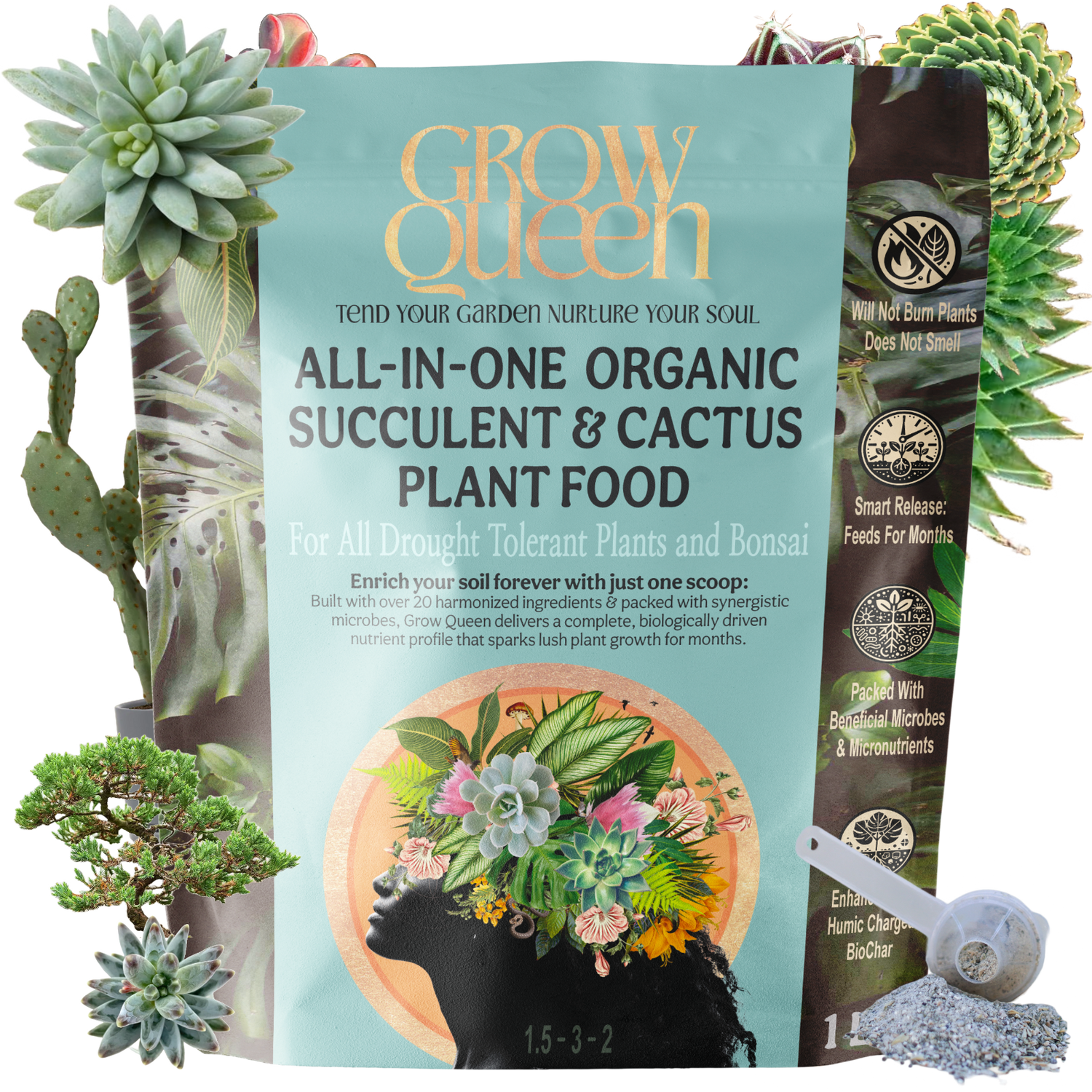 All-In-One Complete Organic Succulent & Cactus Plant Food Grow Queen