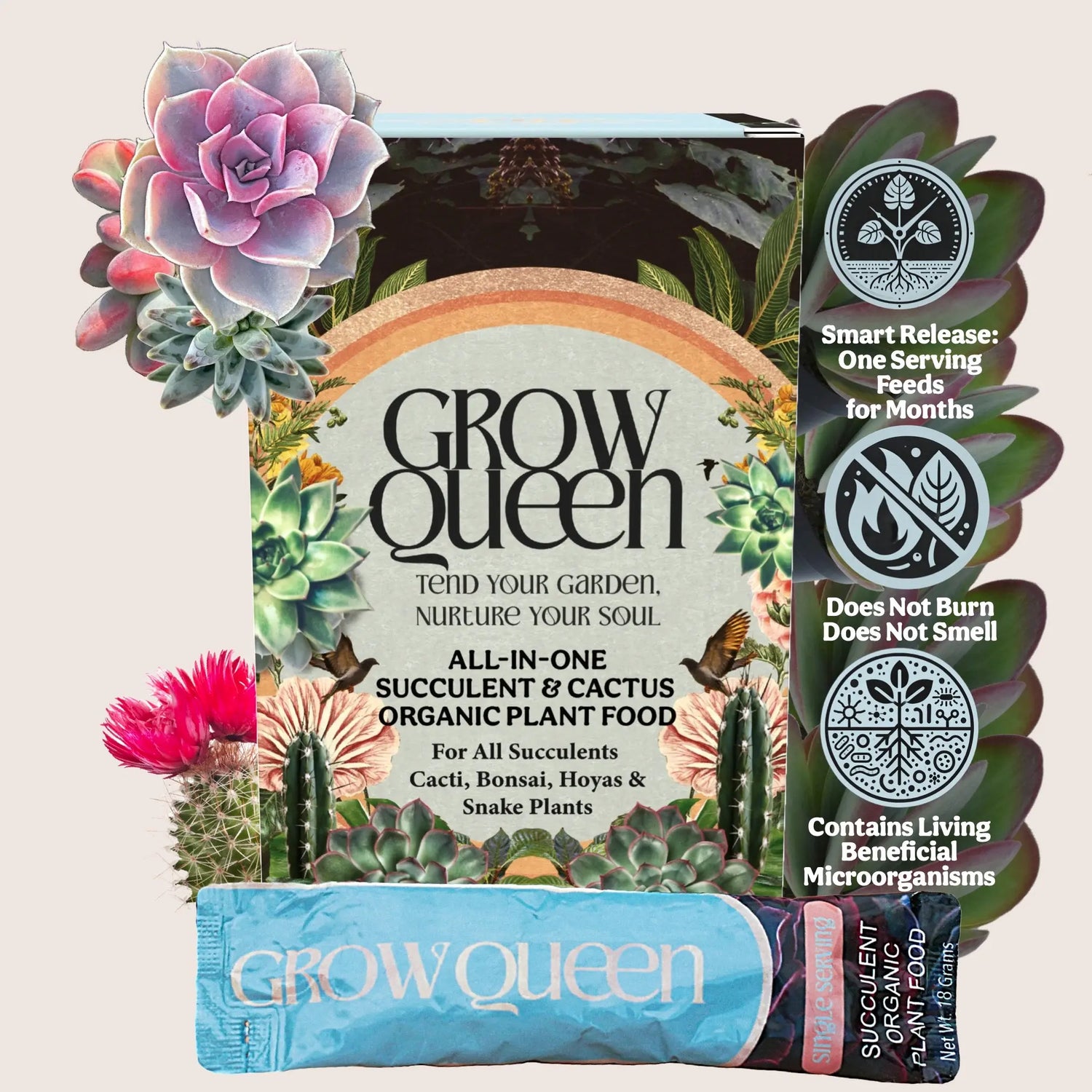 All-In-One Complete Organic Succulent & Cactus Plant Food Grow Queen