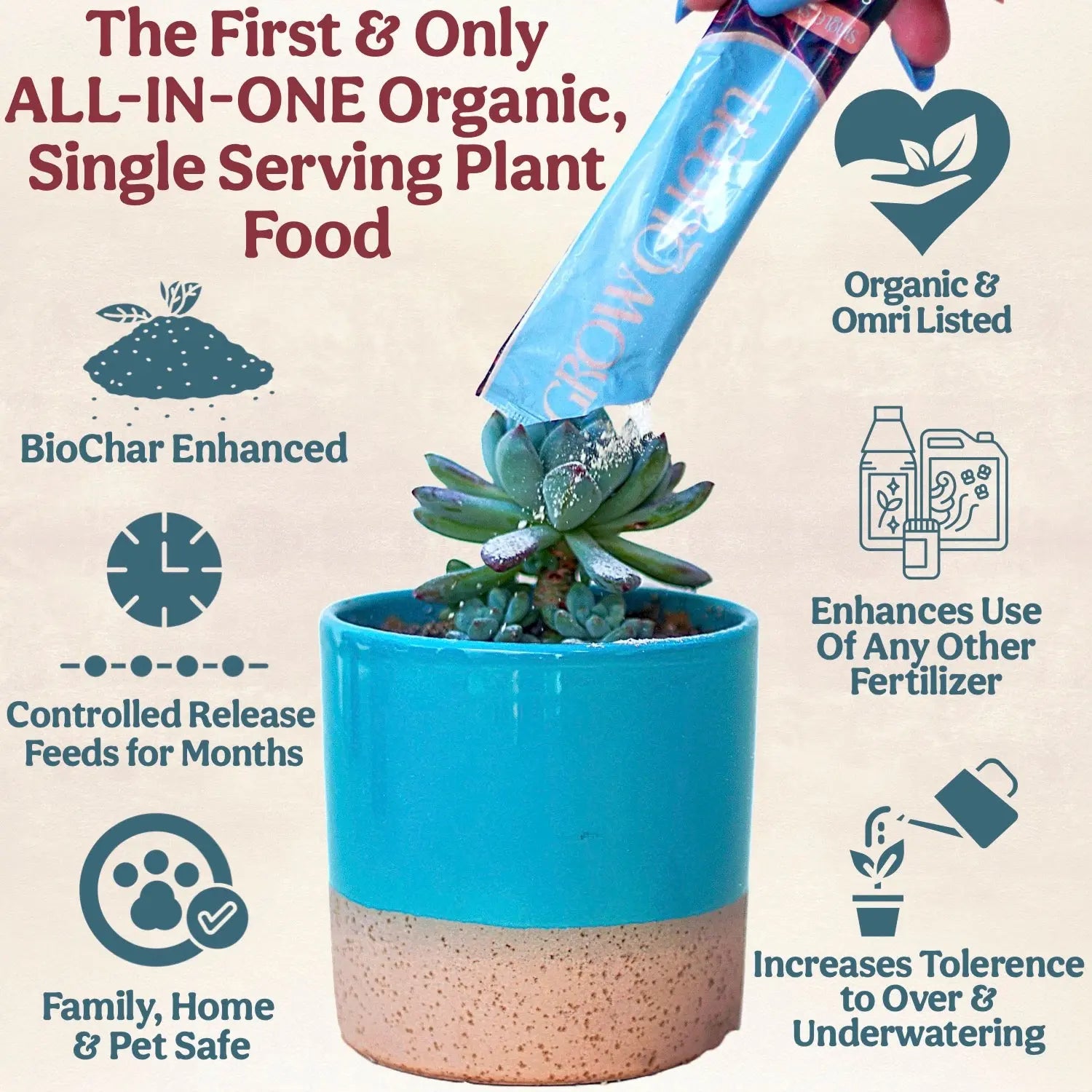 All-In-One Complete Organic Succulent & Cactus Plant Food Grow Queen
