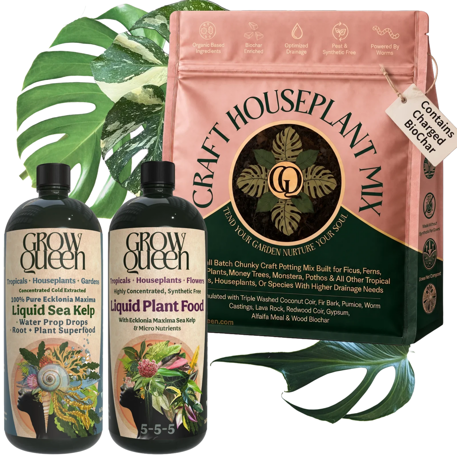 Houseplant Generalist Kit bundle - Craft Houseplant Potting Mix, liquid 5-5-5, and kelp extract