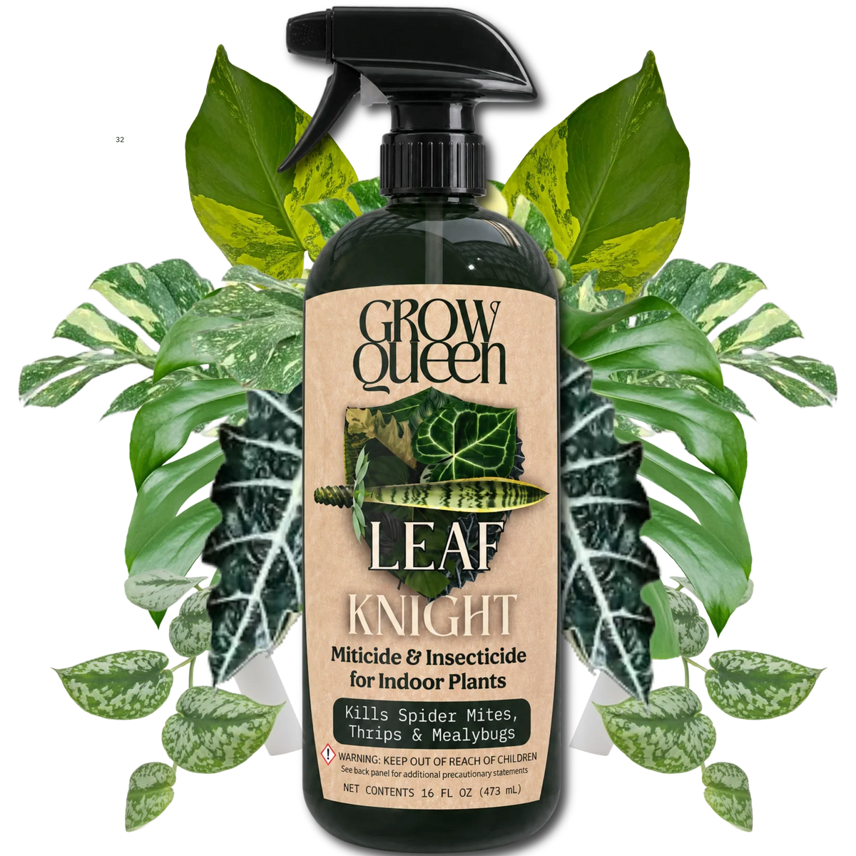Leaf Knight Miticide & Insecticide for Indoor Plants, 16 fl oz spray bottle