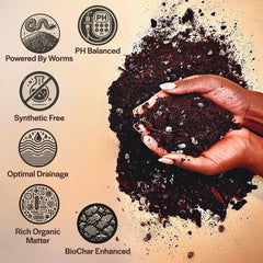 Powered By Worms, PH Balanced, Synthetic Free, Optimal Drainage, Rich Organic Matter, BioChar Enhanced