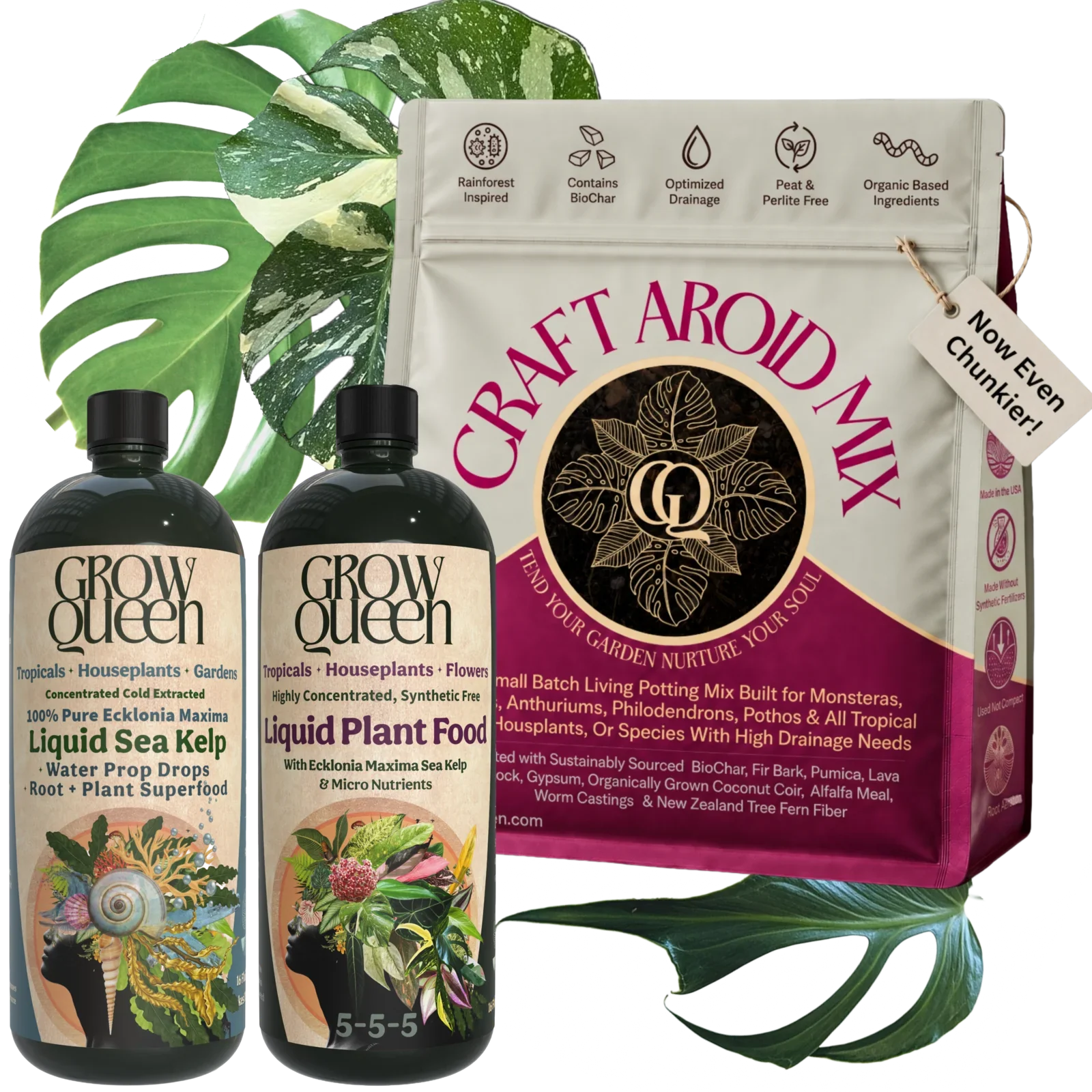 Aroid Collector's Kit bundle - Craft Aroid Potting Mix, liquid 5-5-5, and kelp extract