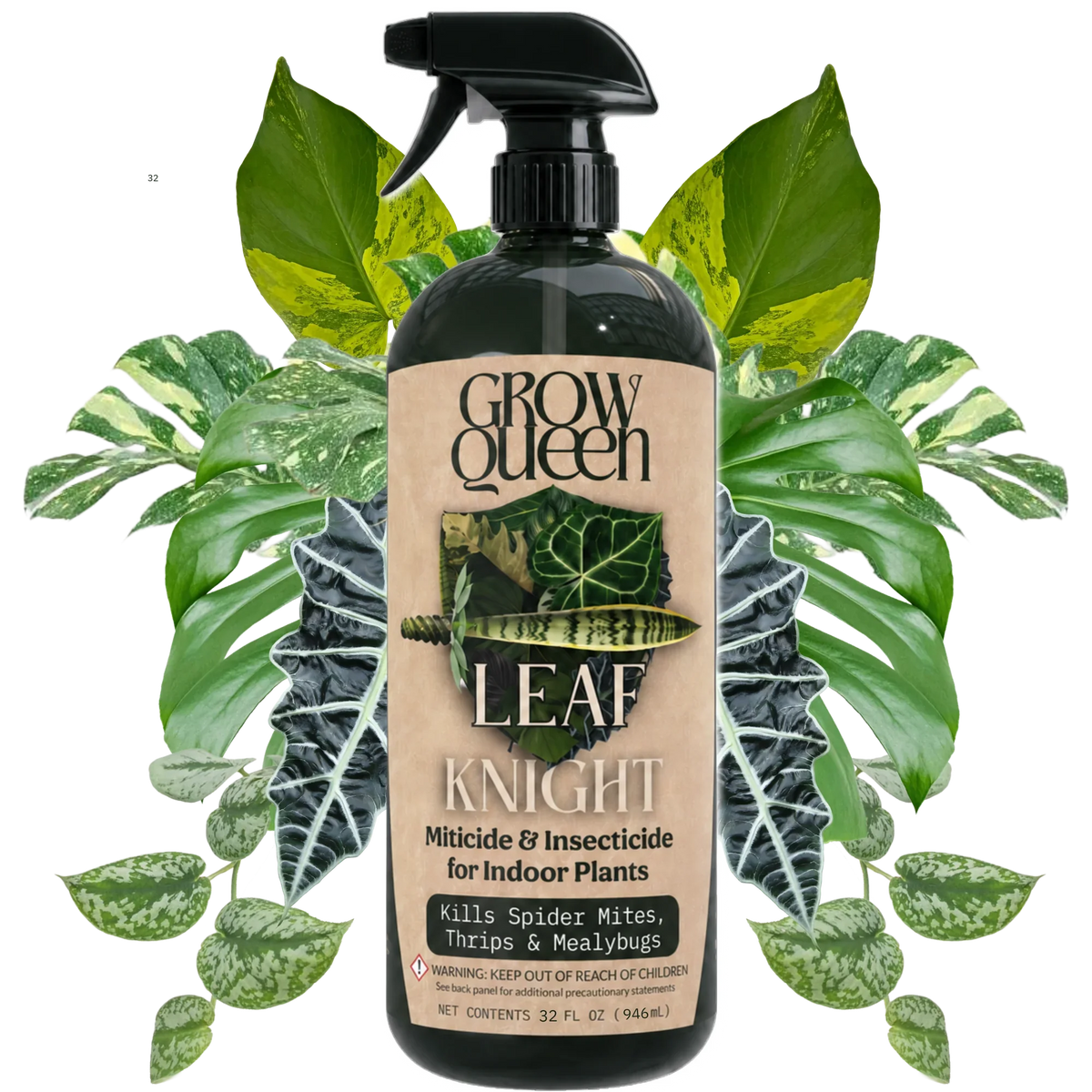 Leaf Knight Miticide & Insecticide for Indoor Plants, 32 fl oz spray bottle
