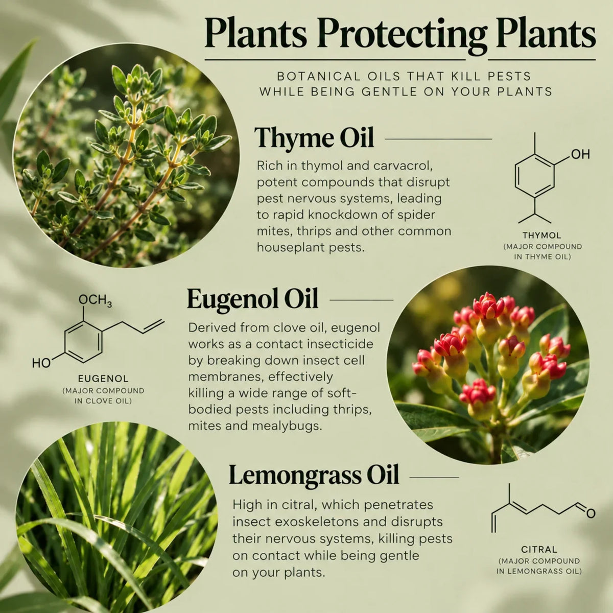 Plants protecting plants: thyme oil, eugenol and lemongrass oil
